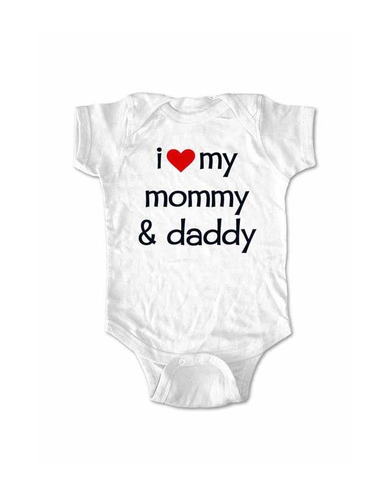 i Love My Mommy and Daddy Baby one Piece Infant Bodysuit (Newborn, White)