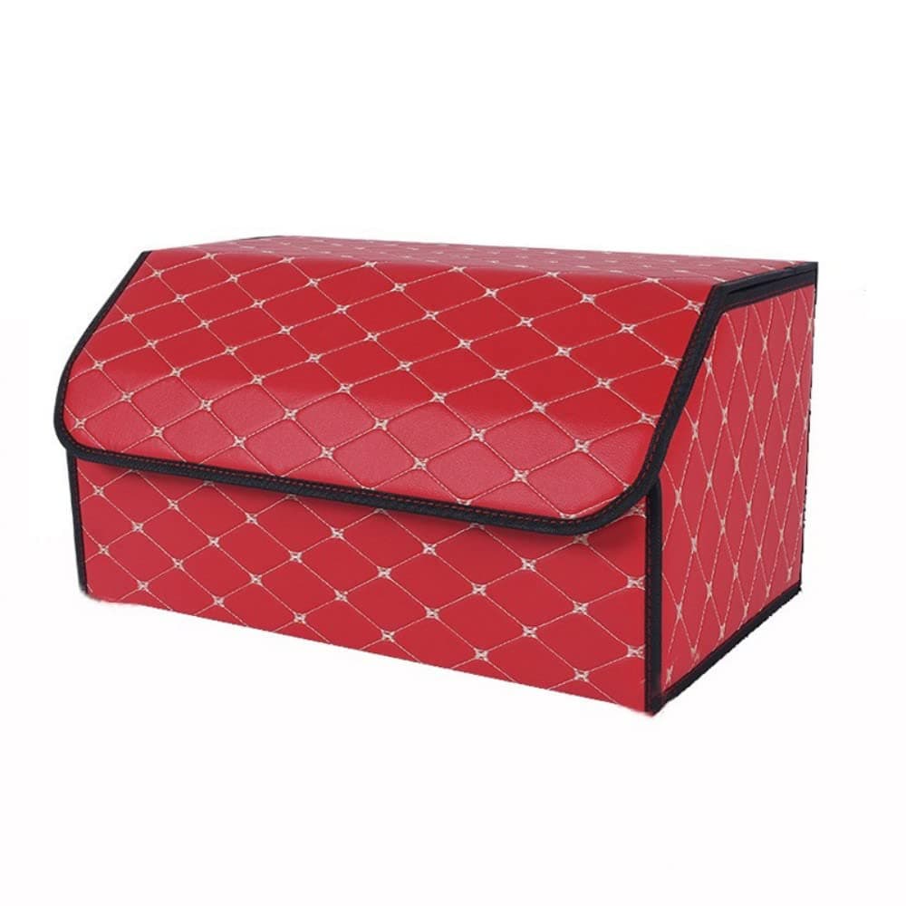 DPROT Leather Car Boot Organizers Storage Box, for Alfa Romeo Giulia Stelvio Folding Organiser Container Tidy Organization Accessories,Redstyle