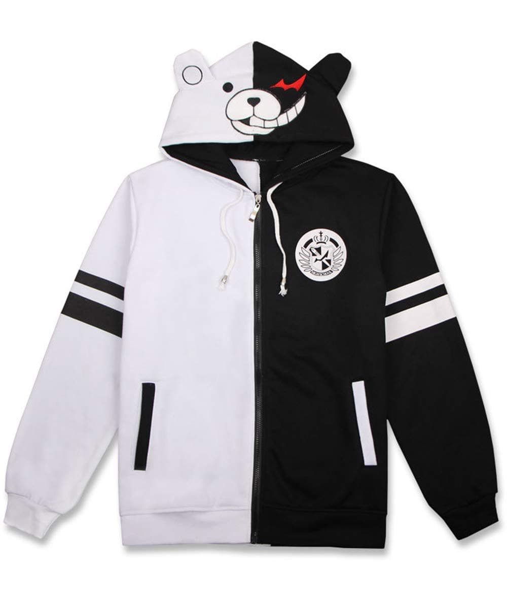 Black White Bear Hoodies Anime Cosplay Costume Zipper Unisex Jacket Uniform