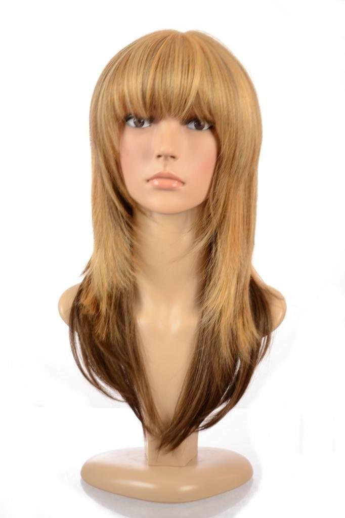 Magic Wig World Long Brunette Blonde Ombre straight Wig