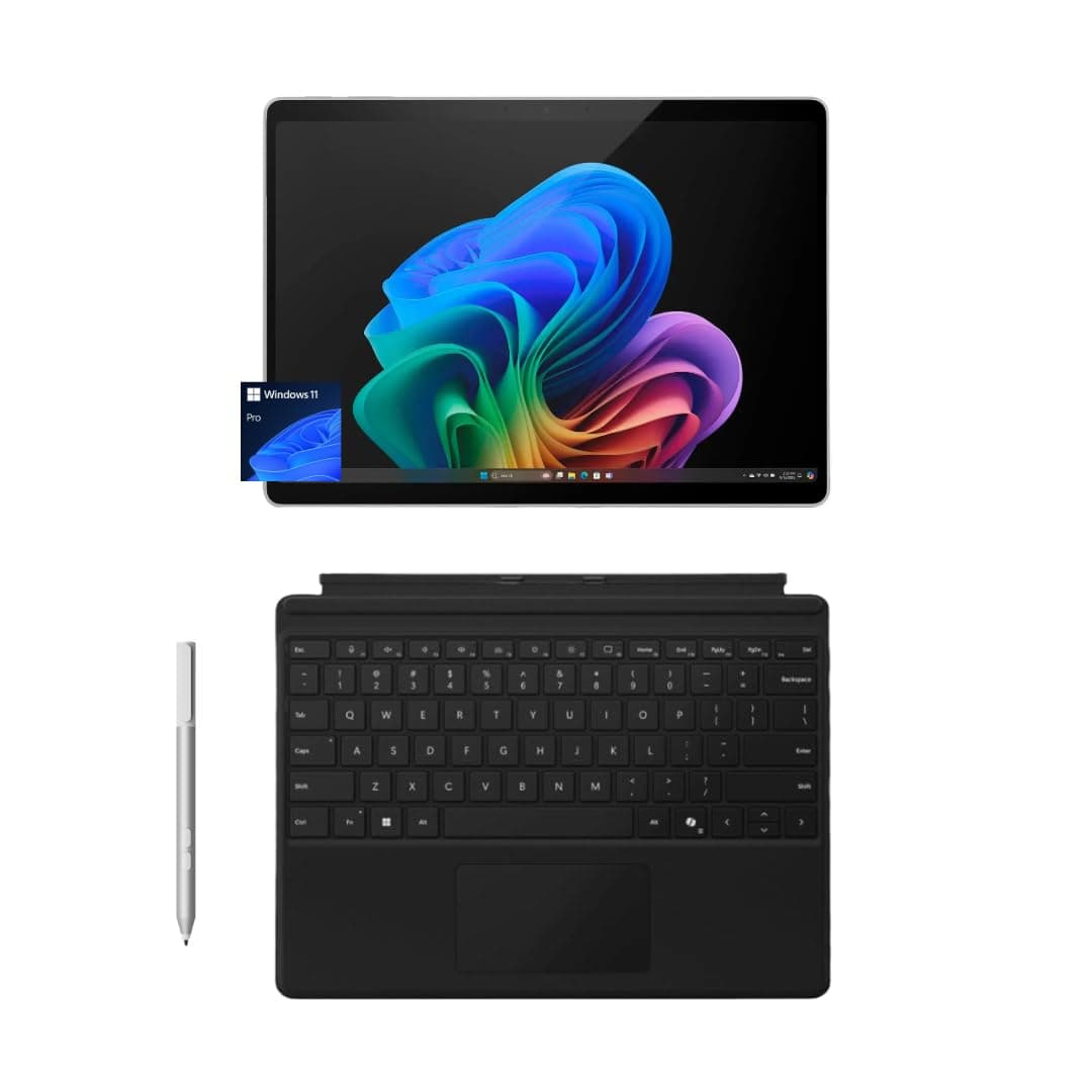 Microsoft Surface Pro 11 Bundle, 2-in-1 Tablet with Pro Keyboard and Surface Pen, Copilot+ PC, 13" Touchscreen OLED, Snapdragon X Elite, 32GB RAM, 1TB SSD, Windows 11 Pro, Platinum
