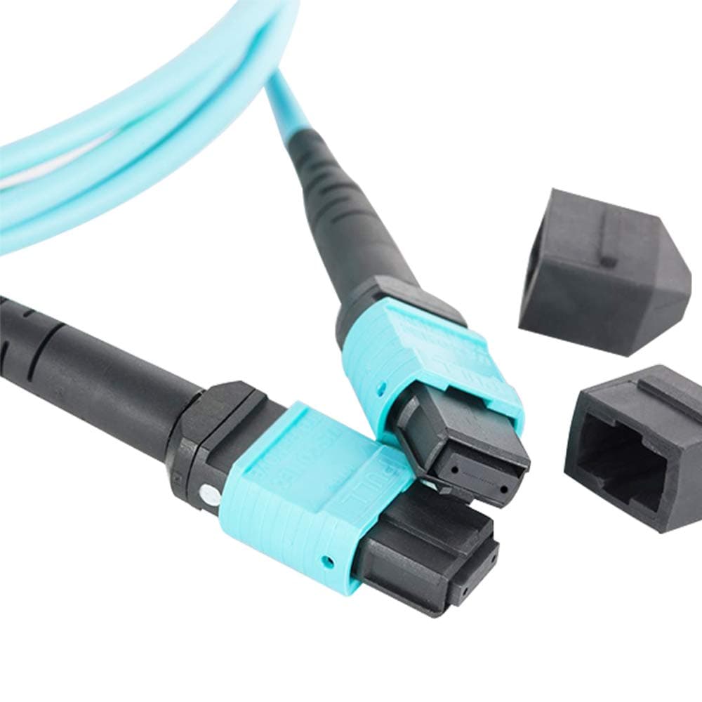 ADOP MPO Female to MPO Female Patch Cord, 16.5 ft (5M), 8-core Fibers, Type B, OM3 Multi-Mode Fiber for QSFP+Transceivers MTP Compatible Application, Aqua