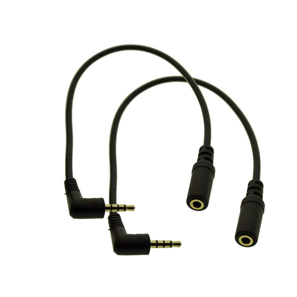 MMNNE 2Pack 10inch TRRS 4-Pole 3.5mm Male Right Angle to 3.5mm Female Audio Cable