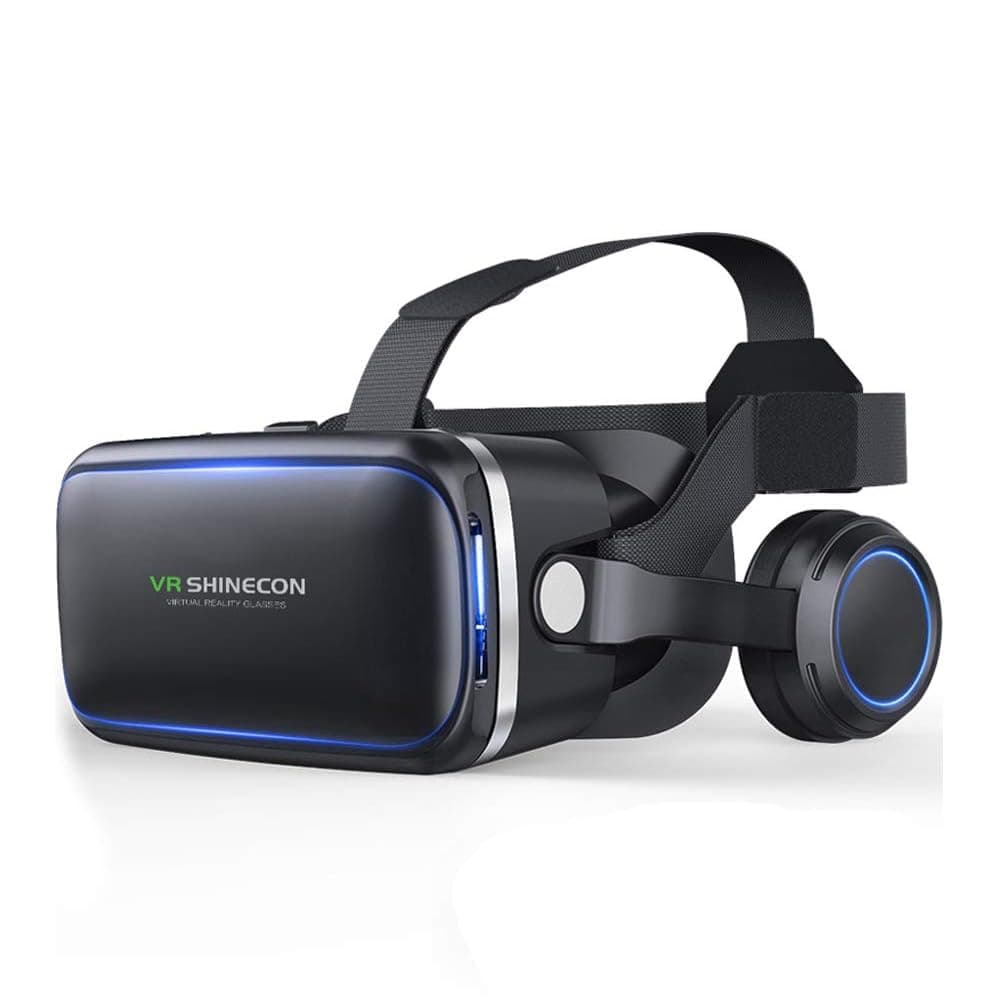 VR Ultra Headset - Virtual Reality Glasses with 40MM HD Lens for Learning | Gaming | Watching Videos | Virtual Experience On Mobiles. (Built-in Headphones & Controll Button)