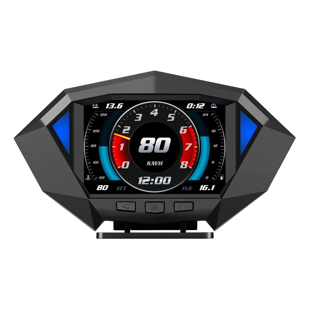 Upgrade HUD P1 Car Head Up Display OBD Mode, 3-in-1 Smart GPS Odometer and Slope Meter for All Vehicles