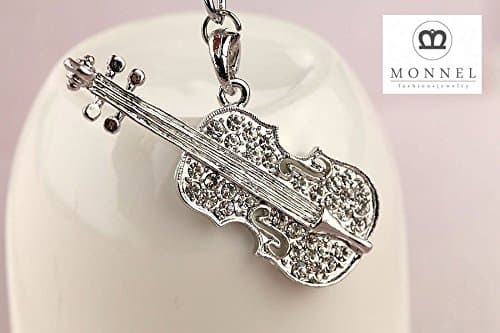 Z601E Cute Big Sliver Music Violin Charm Keychain Key Ring