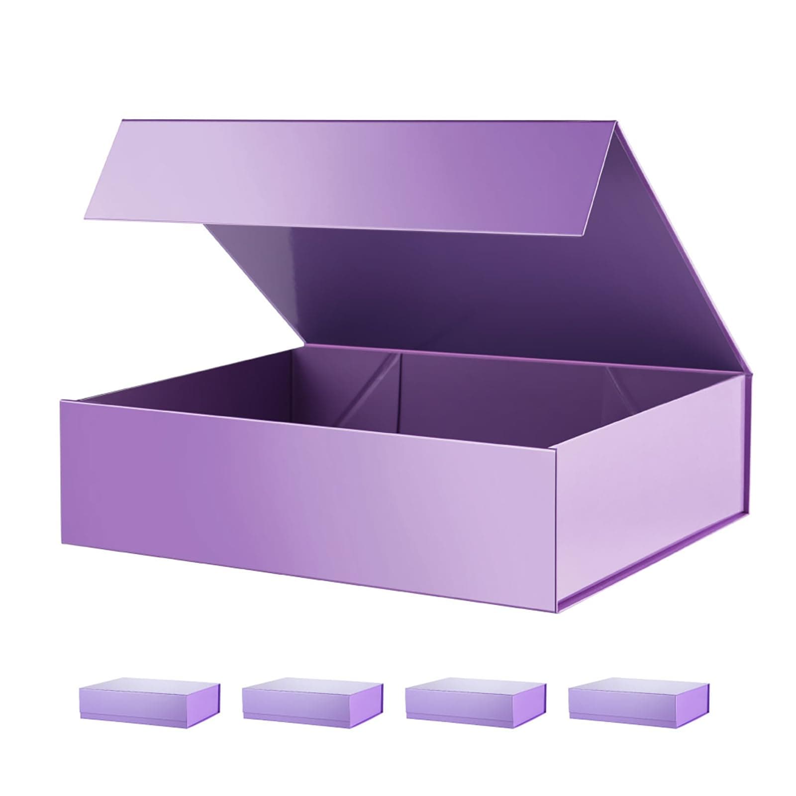 PACKHOME 5 Gift Boxes 13x9.7x3.4 Inches, Large Gift Boxes with Lids, Sturdy Shirt Boxes with Magnetic Lids for Wrapping Gifts (Glossy Metallic Purple)