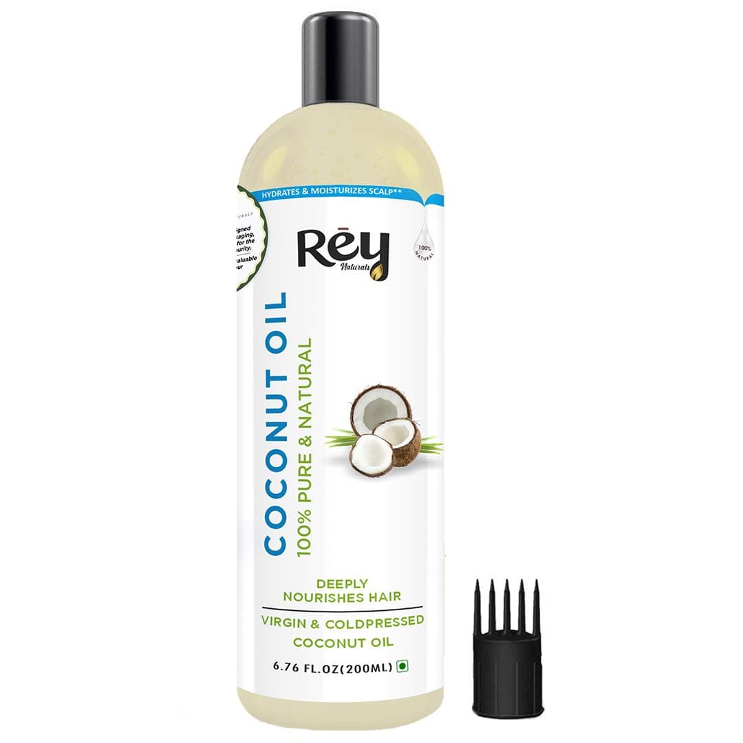 Rey Naturals Cold Pressed Coconut Oil For Hair and Skin - Pure & Natural, 200 ml