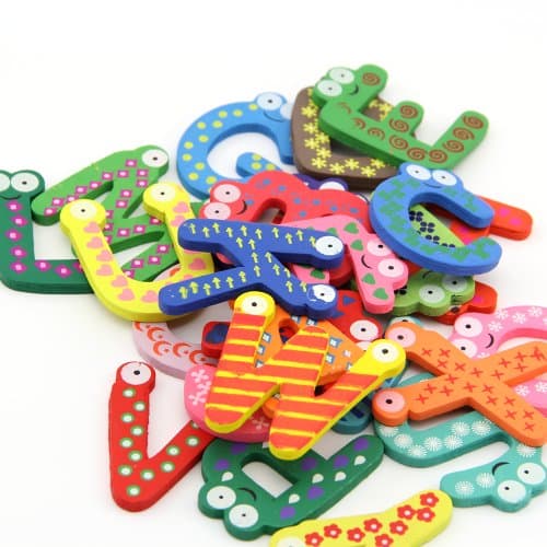 Kathson 1 Sets Kids Toys Colorful Wooden Refrigerator Magnet Alphabet A-Z Letters 26Pcs