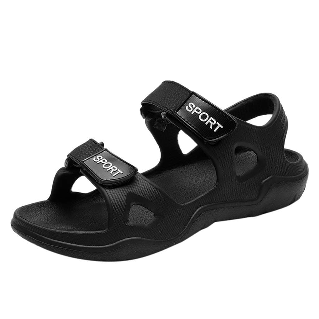 Mens Flats Sandals - POHOK Men's Lightweight Flat Bottom Breathable Casual Shoes Beach Shoes Cool Shoes Sport(40,Black)