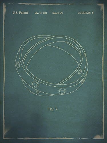 Cartier Love Ring Blue by GI ArtLab Wall Picture, Size 9 x 12 inches