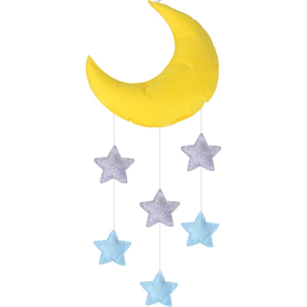 Vesil Baby Mobile for Crib Moon and Stars Baby Nursery Ceiling Crib Mobile Kids Room Hanging Decor