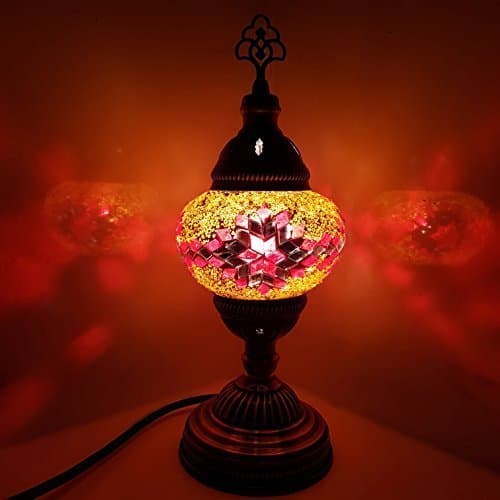 was £29.95 - Turkish Lamp/Moroccan Lamp/Tiffany Style Glass Desk Table Lamp 29cm - OR13