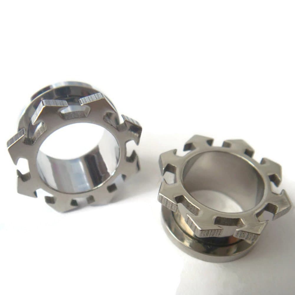 Pair 9/16" Big Gauge 14mm Lobe Screw Flesh Tunnels Ear Plugs Rings Earlets Tunnel Body Piercing