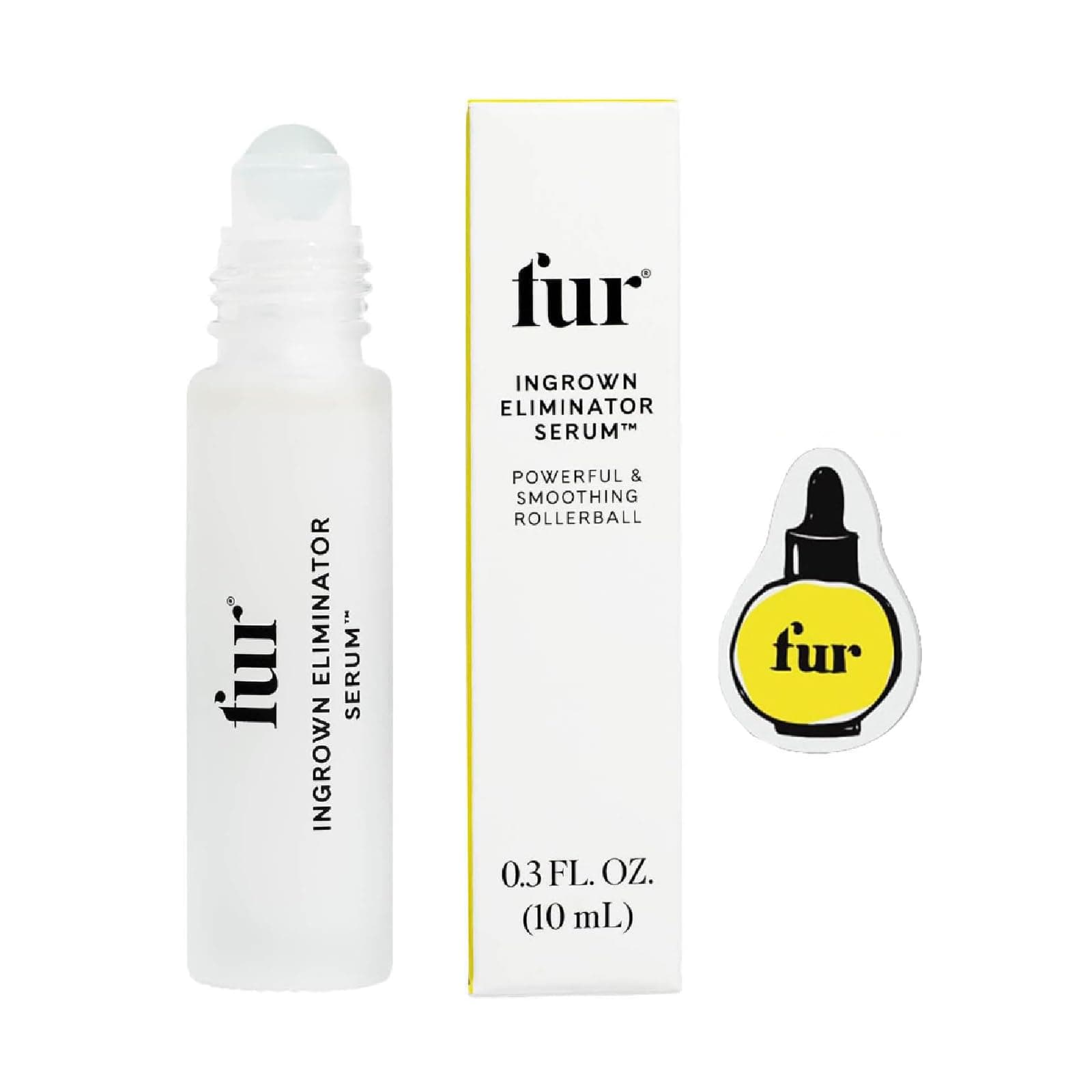 Fur Ingrown Eliminator Serum Rollerball Travel Size - Ingrown Hair Treatment Serum With AHAs and BHAs to Treat Ingrown Hairs and Bumps, Hydrates and Soothes Irritated Skin - 10 ml (Magnet Included)