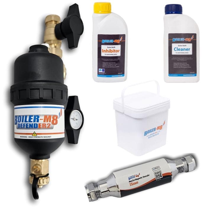 Boiler-m8 Defender-2 22mm Magnetic Boiler Filter Central Heating Inhibitor and Cleaner Concentrate Pack Fluid Prevents Corrosion and Lime Scale Improves Heating Efficiency
