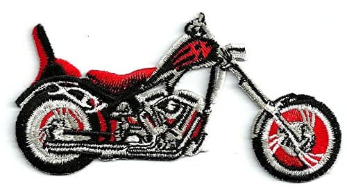 DKAORU Motorcycle - Racing - Bike - Biker -Red, Black & White Embroidered Iron On Patch Happy crafting