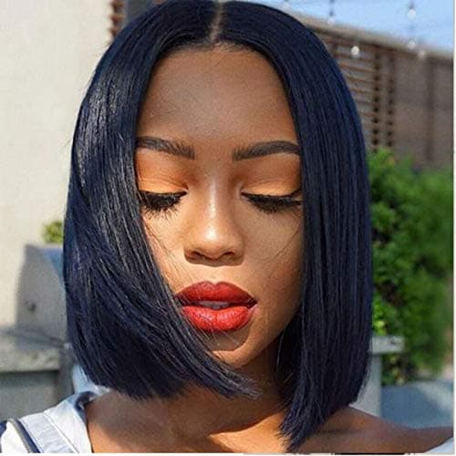 ITODAY Bob Wigs Human Hair Brazilian Straight Short Bob Wigs for Black Women Pre Plucked with Natural Hairline Natural Color 130% Density (10, Straight bob wig)