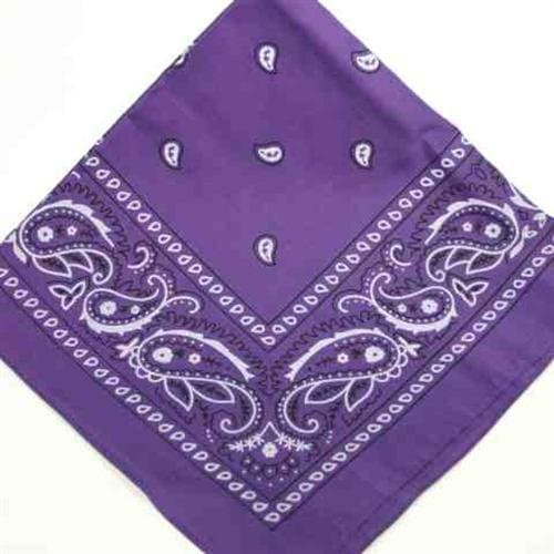 LARGE PURPLE Bandana Black white square Paisley pattern