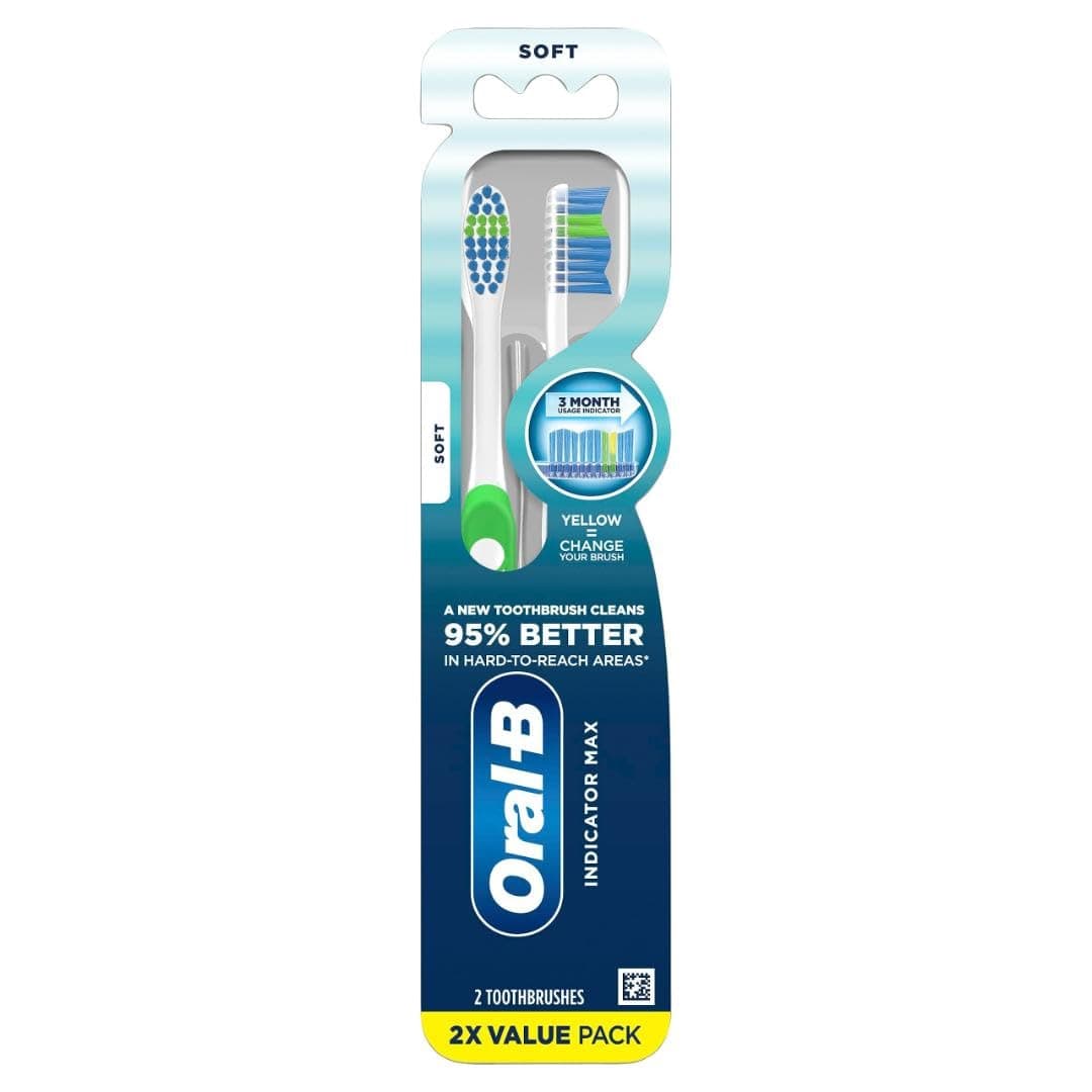 Pro Health Fights Plaque & Tartar, 2 Count Soft Manual Toothbrush Pack, Indicator Bristles, Plaque Fighter, Gentle on Teeth