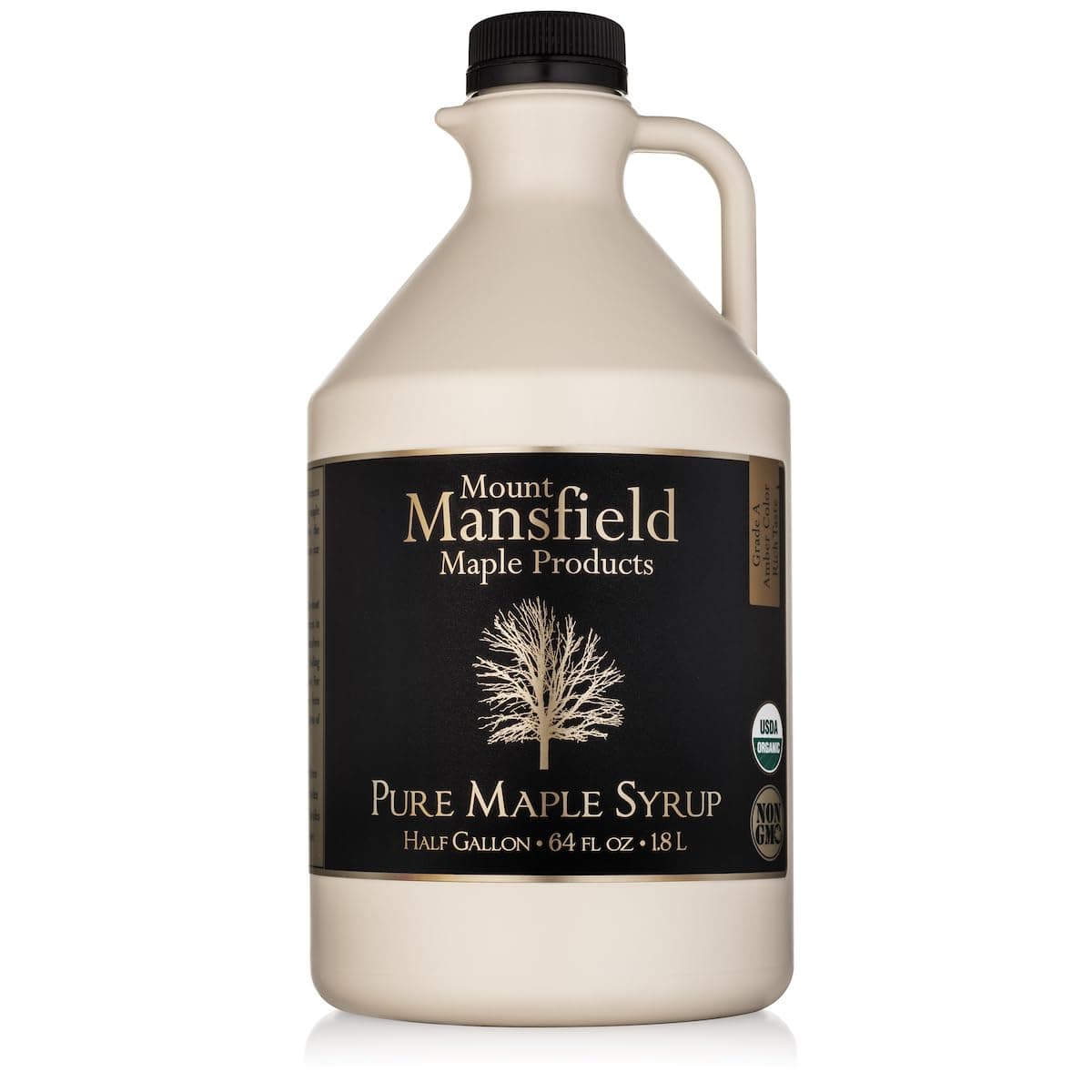 Mansfield Maple Certified Organic Pure Vermont Maple Syrup in Plastic Jug Grade A Dark Robust, Half Gallon