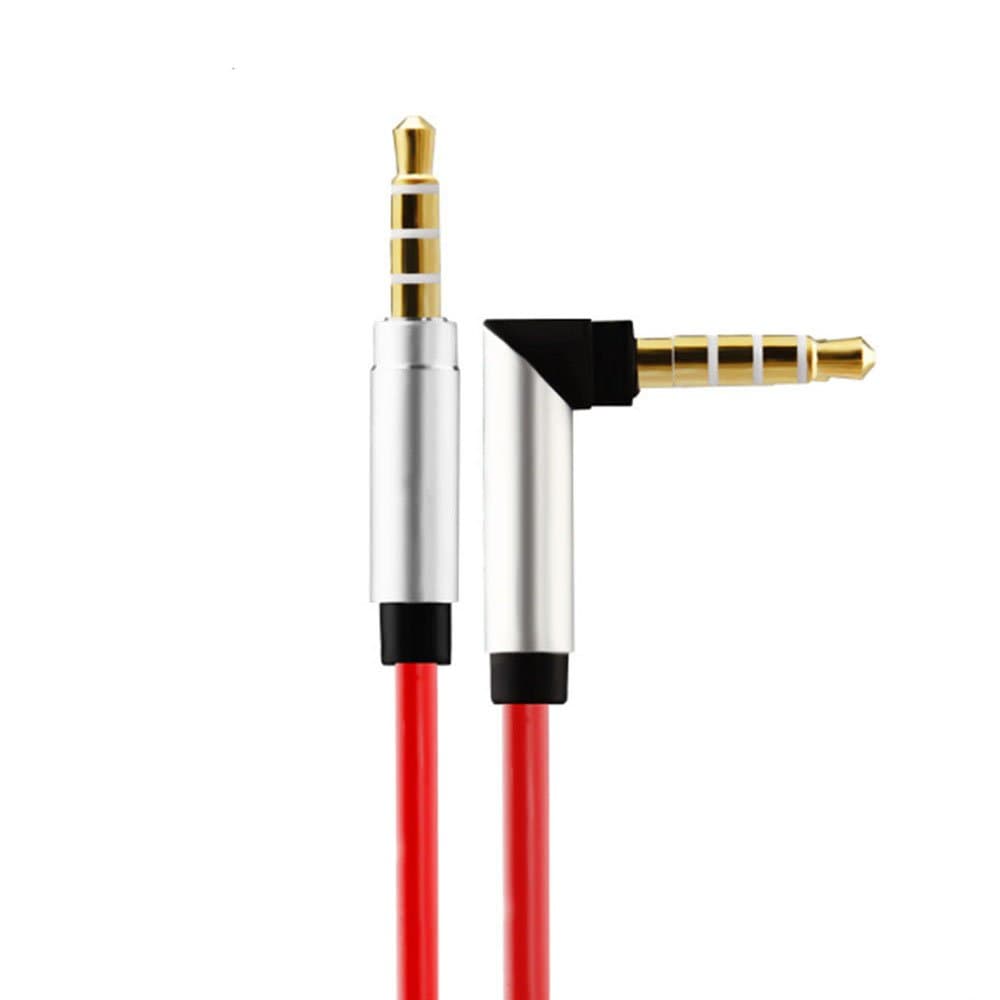 3.5mm Audio Cable, 24K Gold Plated Male to Male 3.5mm Auxiliary Audio Jack to Jack Cable 90 Degree Right Angle for Car, iPhone, iPad, Samsung, HTC, LG, Google Pixel, Tablet & More (Audio Cable Red)