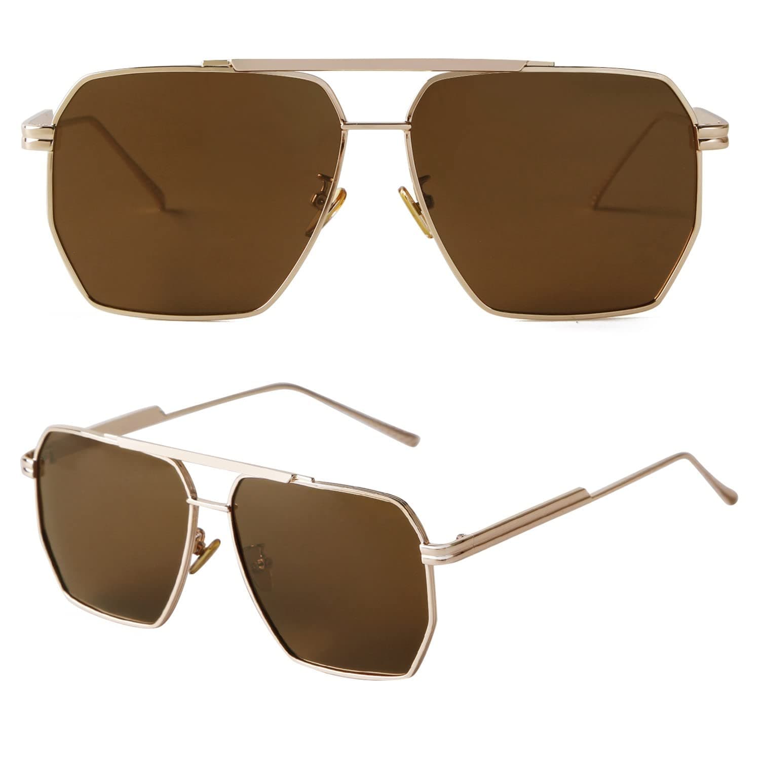 ADE WUADE WU Rimless Rectangle Sunglasses for Women Men,Trendy Fashion Sheer Pink,Blue Lens Frameless Glasses