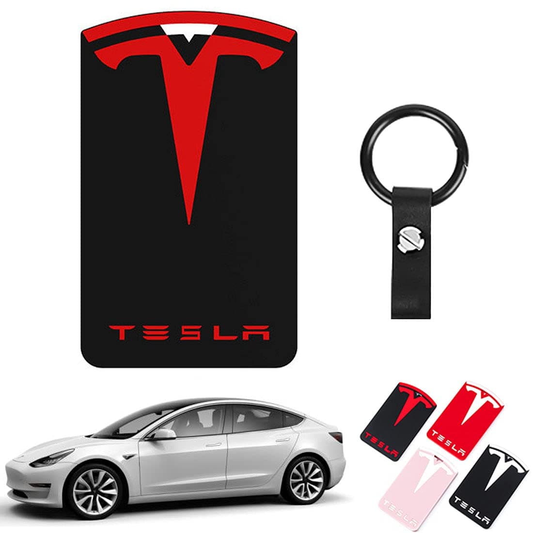 Silicone Car Key Card Holder Protector Cover with Key Chain For Tesla Model 3 Model Y