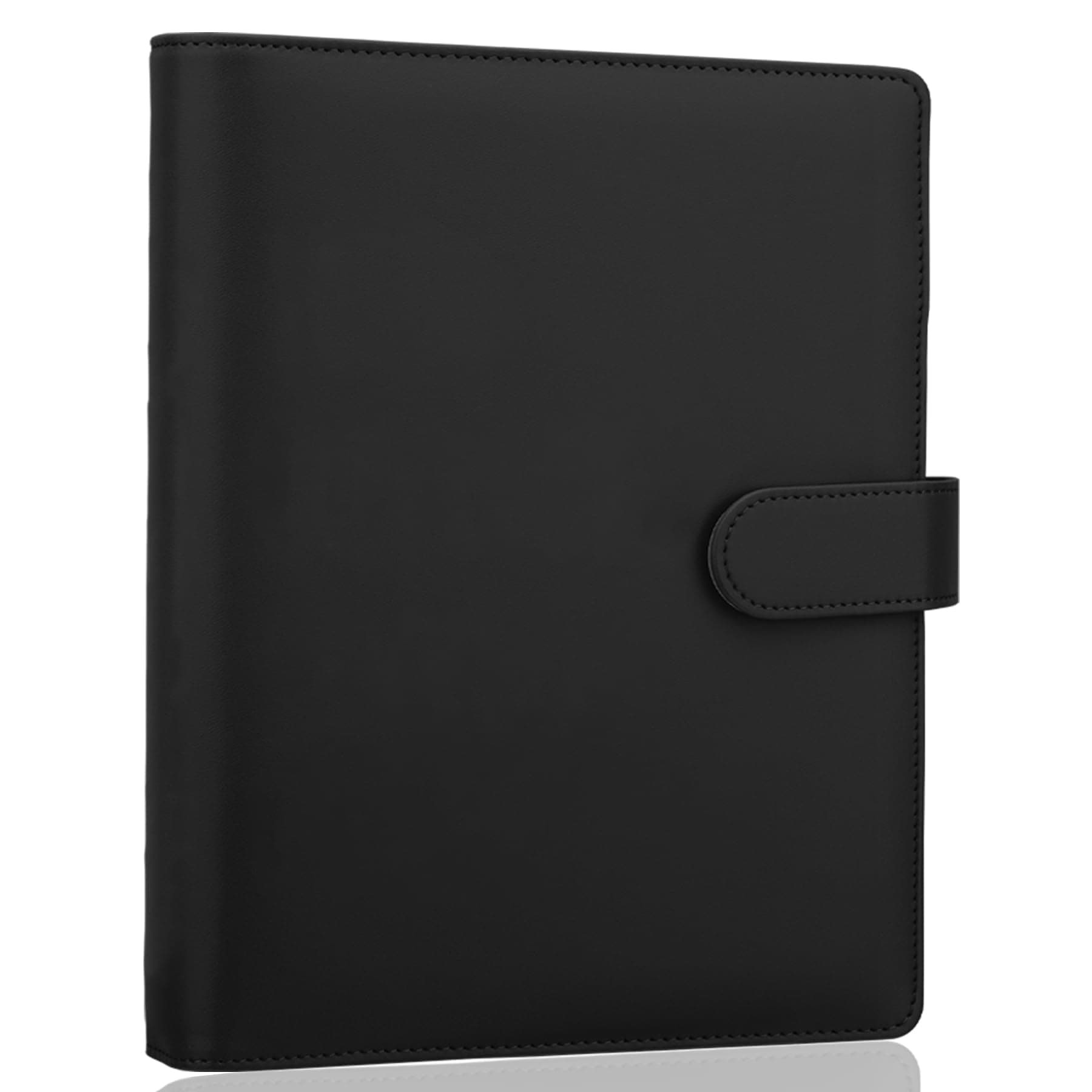 A5 Binder 6 Ring Refillable Notebook Planner Cover for A5 Planner Inserts & Refill Paper, PU Leather Loose Leaf Personal Organizer Photocard Holder Budget Binder with Magnetic Buckle, Black