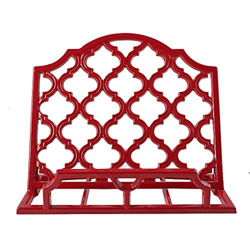Vintage Cast Iron Cookbook Stand Holder Red Metal Ipad and Recipe Book Cookbook Stand for Kitchen