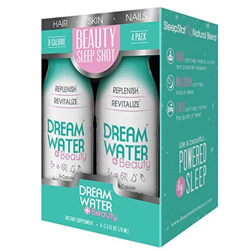 Dream Water Beauty Sleep Aid, Natural Melatonin, Biotin, Juvecol, 2.5oz Shot, 4 Pack