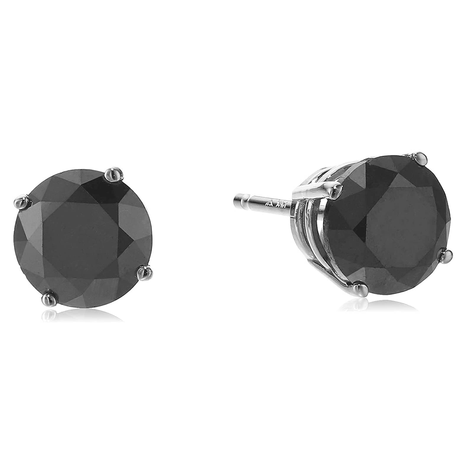 1 cttw Black Diamond Stud Earrings 14K White Gold Round Push Backs 4 Prong Basket