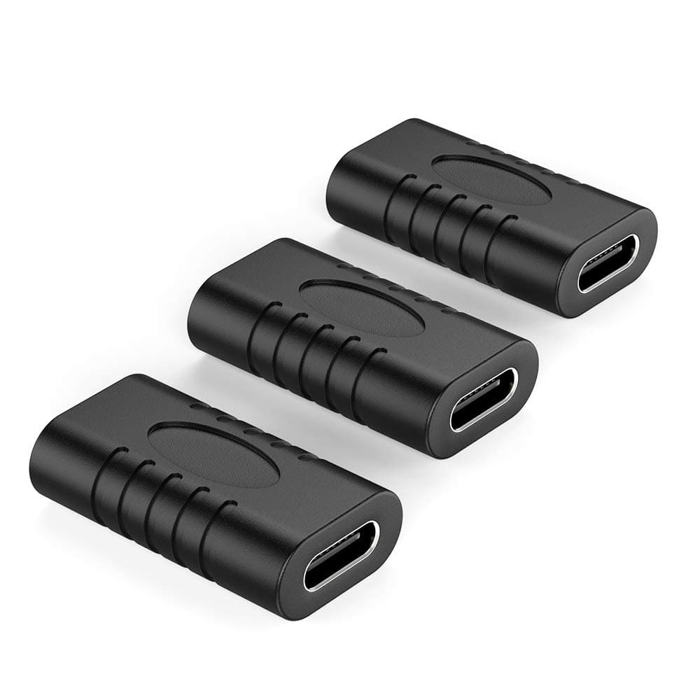 aceyoon [3 Pack] USB C Adapter Female to Female, PD 100W USB C Coupler USB 3.0 10Gbps Support Fast Charging and Data Transfer Extension Connector for S21, S20, S10, Note 20, Mate 40, Pixel (Black)
