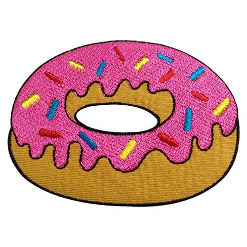 Ibestbuysell Donuts Sweet Sew on or Iron on Patches Embroidered Applique Craft Accessory for decorate your Clothes Jeans Tshirt Jacket Pant Bag Backpack Hat for Men Women Boys Girls Kids Teen adult Pink, Medium