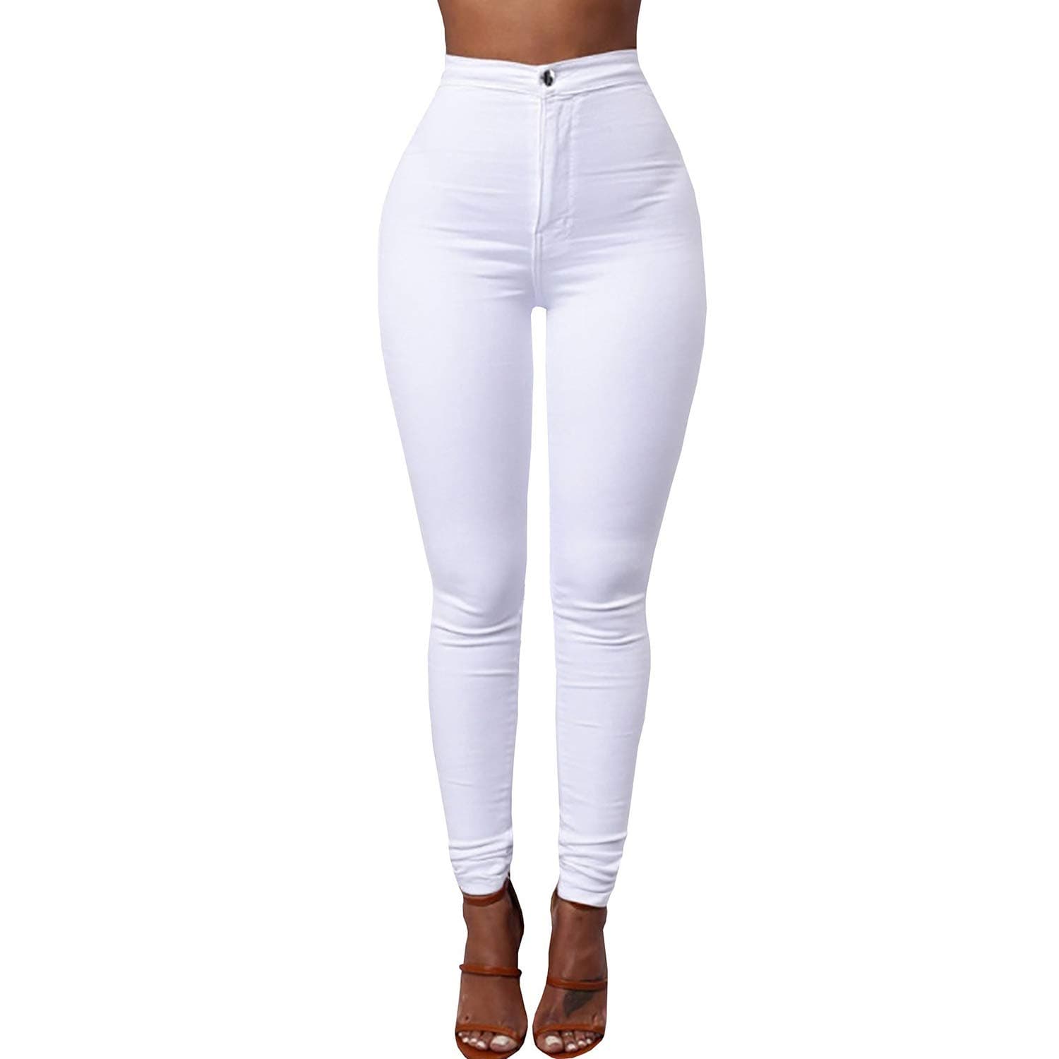 ZKOO Jeans Leggings Womens High Waist Stretch Denim Trousers Butt Lift Cotton Skinny Denim Pencil Pants White