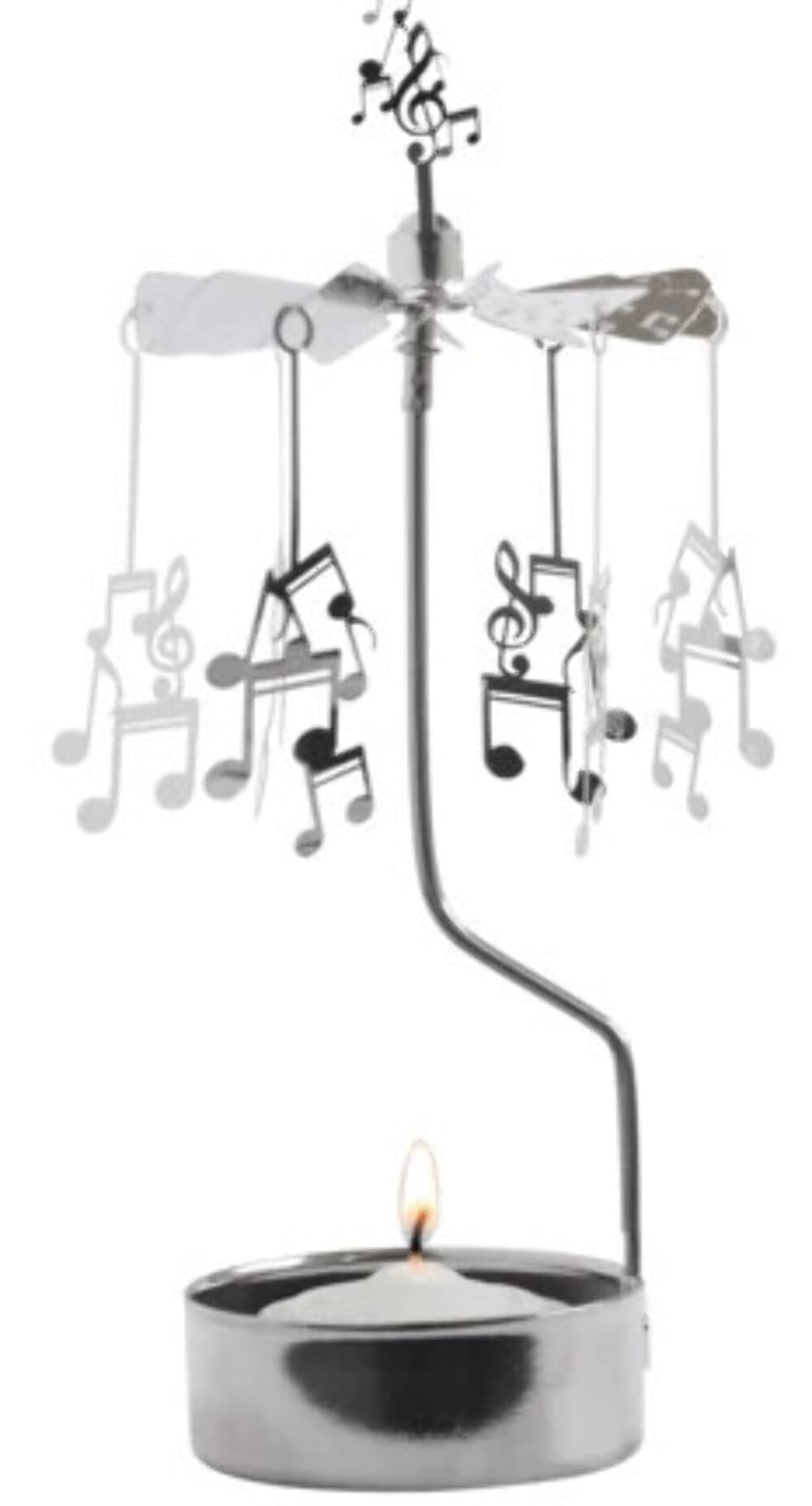 Pluto Produkter Silver Music Notes Rotary Candle Holder