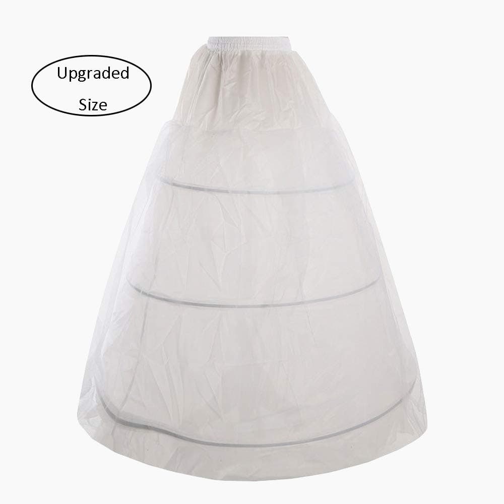 Febou Petticoat Upgraded 3 Hoops White Bridal Petticoat with Tulle Netting Women Crinoline Underskirt Half Slips Hoop Skirt for Wedding Ball Gown Dress (3 Hoop Upgraded-White)