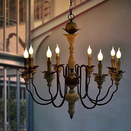 Country wood chandeliers, coffee shops, French Baroque, vintage, 6 candles, antique wood chandeliers,6 head