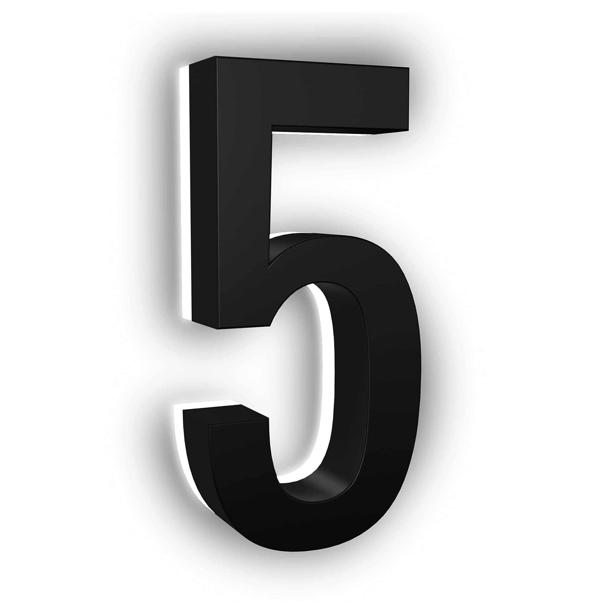 5 Inch House Numbers, Stainless Steel, Premium Quality, Backlit LED 6000K Illuminated Home Address Number, Lighted House Numbers, Modern Address Numbers (5, Black)
