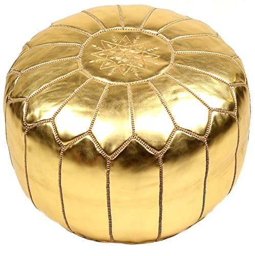 Set of 2 Amazing Moroccan pouf Gold faux leather Best offer, Ottomans,Footstool,100% handmade Ready to magic your living room! Unstuffed