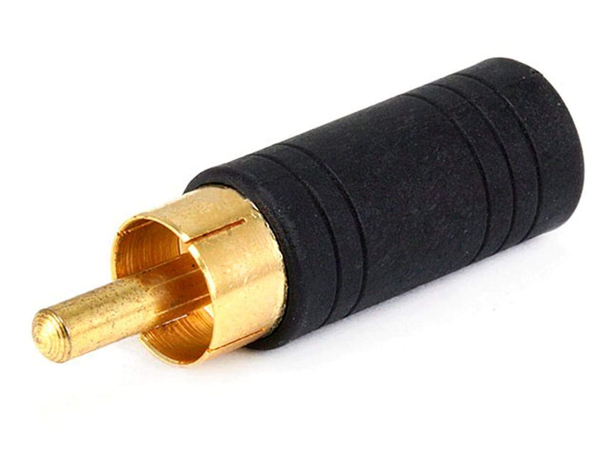Monoprice RCA Plug to 3.5mm TRS Stereo Jack Adapter - Gold Plated, Black