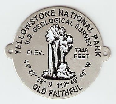 Yellowstone National Park - Old Faithful Benchmark - Hiking Stick Medallion
