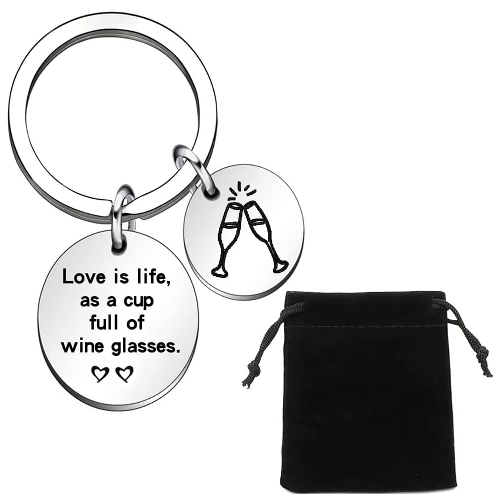 TopRui Best Friend Keyrings Present Car House Keys Keyring Gift Graduation Birthday Keychain Engraved for Friends Cheers to Friendship, Sliver, 3*3