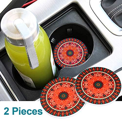 Auto Sport 2.75 Inch Diameter Oval Tough Car Logo Vehicle Travel Auto Cup Holder Insert Coaster Can 2 Pcs Pack Bohemian Style Red Car Accessories