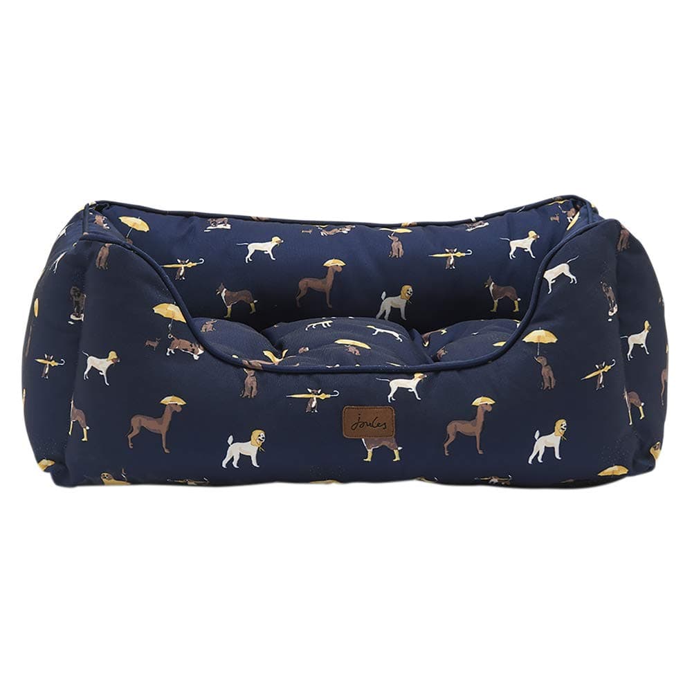 Rosewood Joules Raining Dogs Print Box Dog Bed, Small