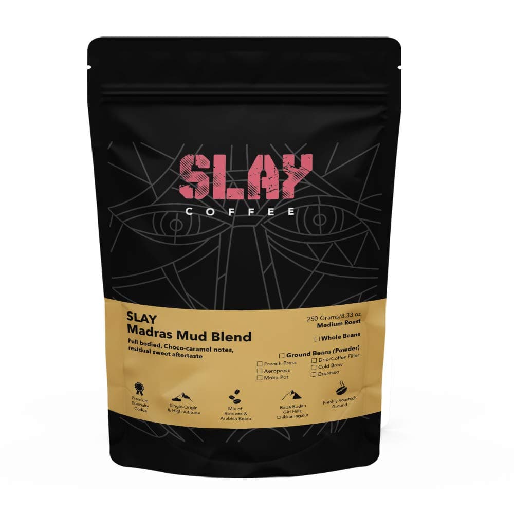 SLAY Madras Mud Blend - Pure 100% South Filter Coffee Blend| Proprietary Blend | Espresso | Freshly Roasted | India’s Strongest Coffee | Single Origin| Medium to Dark Roast | No Chicory | 250gms | Pack Of 1