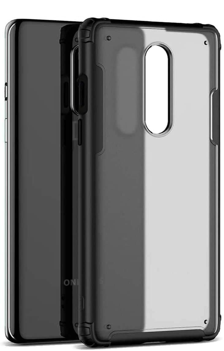 MingWei OnePlus 8 Case [Frosting Transparent Back] Ultra-Thin Soft TPU [Shock Absorption] Slim Fit Lightweight Shockproof Armor Cover Hybrid Protective Case Compatible with Oneplus 8 (Black, 1+8)