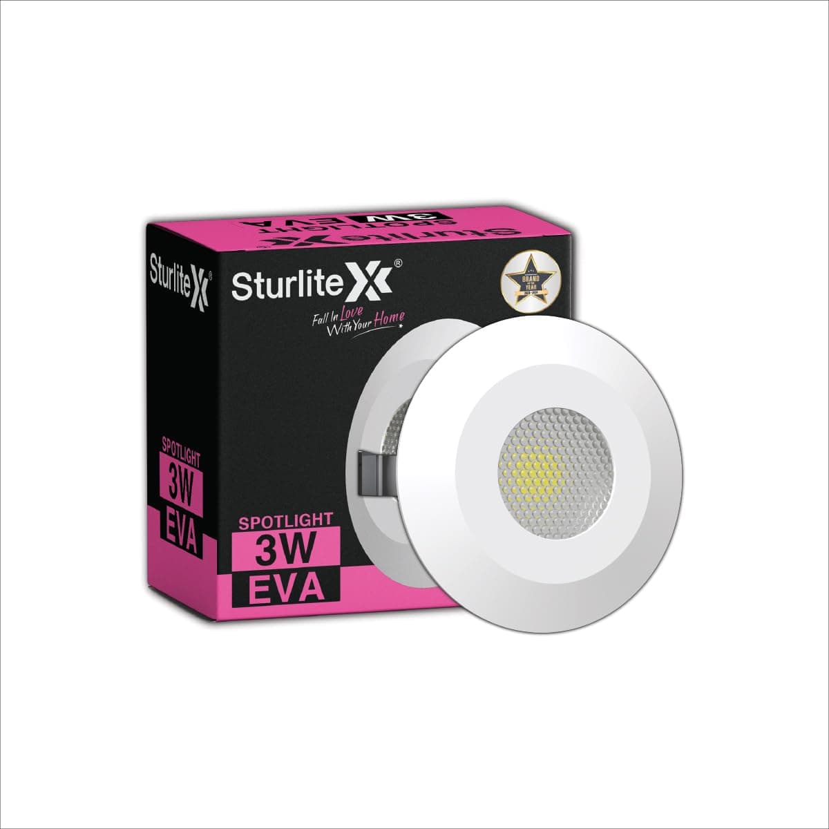 Sturlite Eva 3W LED Spotlight| Pink Light Color| 36mm-Cutout & Compact Design Ceiling Ligh| CRI Tech With High Voltage Protection Downlight - Pack of 1