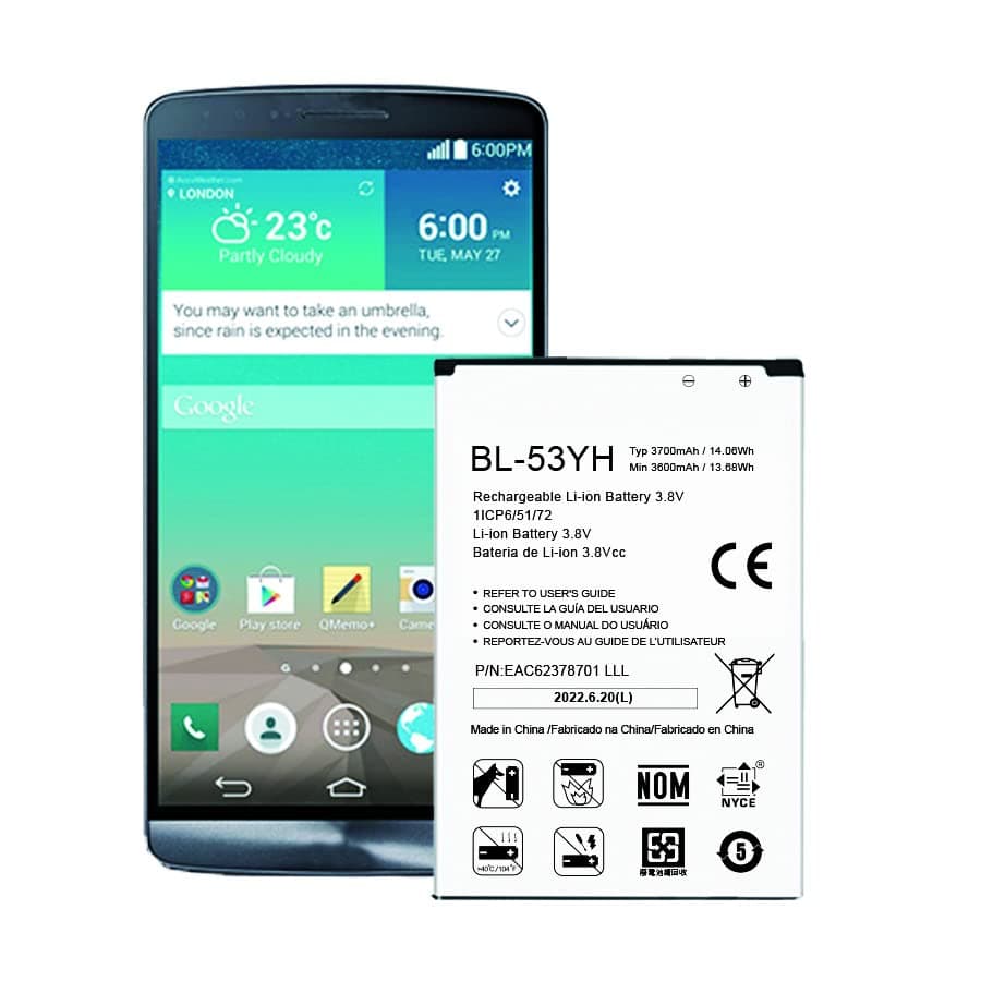 3700mAh LG G3 Battery, (𝟮𝟬𝟮𝟰 𝗡𝗲𝘄 𝗨𝗽𝗴𝗿𝗮𝗱𝗲𝗱) BL-53YH Upgraded Battery Replacement for LG G3 D852, D855, D850, D851, VS985, LS990