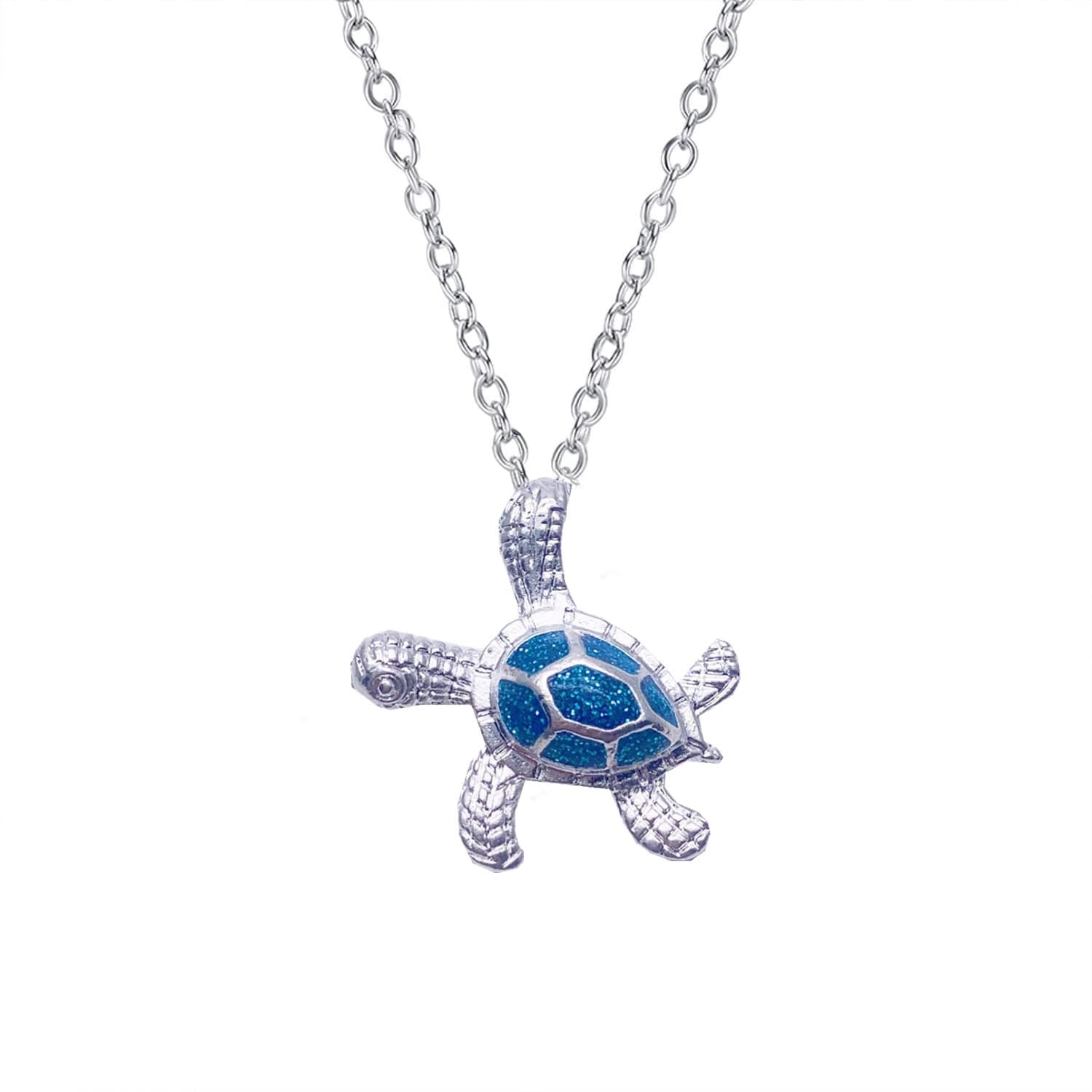 GAUEIOUROpal Turtle Necklace,Blue Opal Sea Turtle Pendant Sterling Silver Necklace Jewelry for Women Gifts,Opal Ocean Themed Cute Turtle Necklace, Sterling Silver, Diamond,Opal